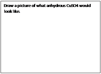 Text Box: Draw a picture of what anhydrous CuSO4 would look like.